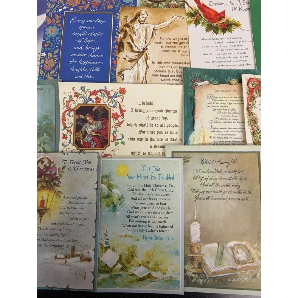Vintage Christmas Cards Fronts ONLY Bible  Verses More Scrapbooking Crafts 50+